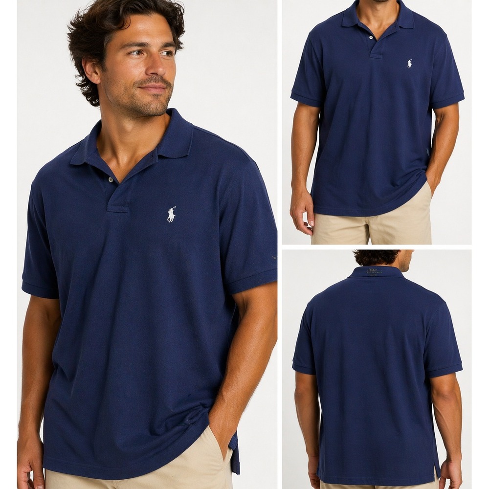 Polo Ralph Lauren Men Polo Shirt XXL Blue Classic Fit Short‎ Sleeve Cotton